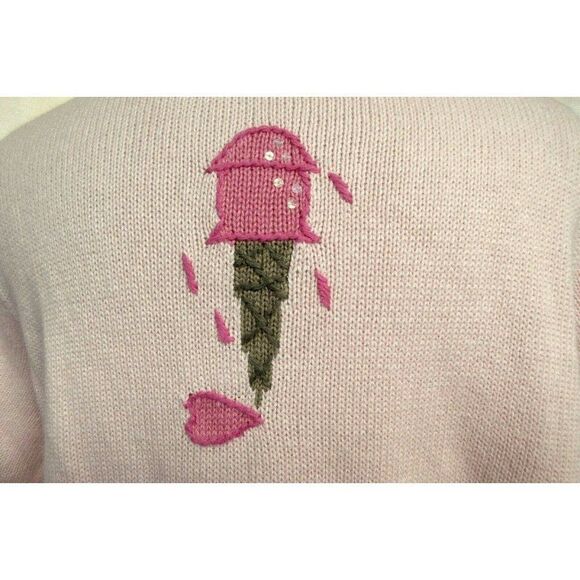 Quacker Factory Summer Theme Appliqued Pink Cardi Sz M Short Sleeve NEW - Picture 6 of 9